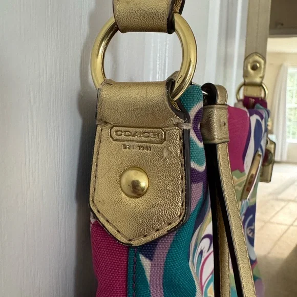 Rare Vintage Retro Multicolor Coach Poppy Pop C Graphic Art Canvas Crossbody Bag - Picture 6 of 13